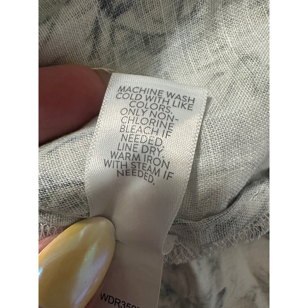 J.Jill Linen Midi Dress Large Lucite Bird Utopia Puff Sleeve Cottage Coastal - Picture 16 of 16